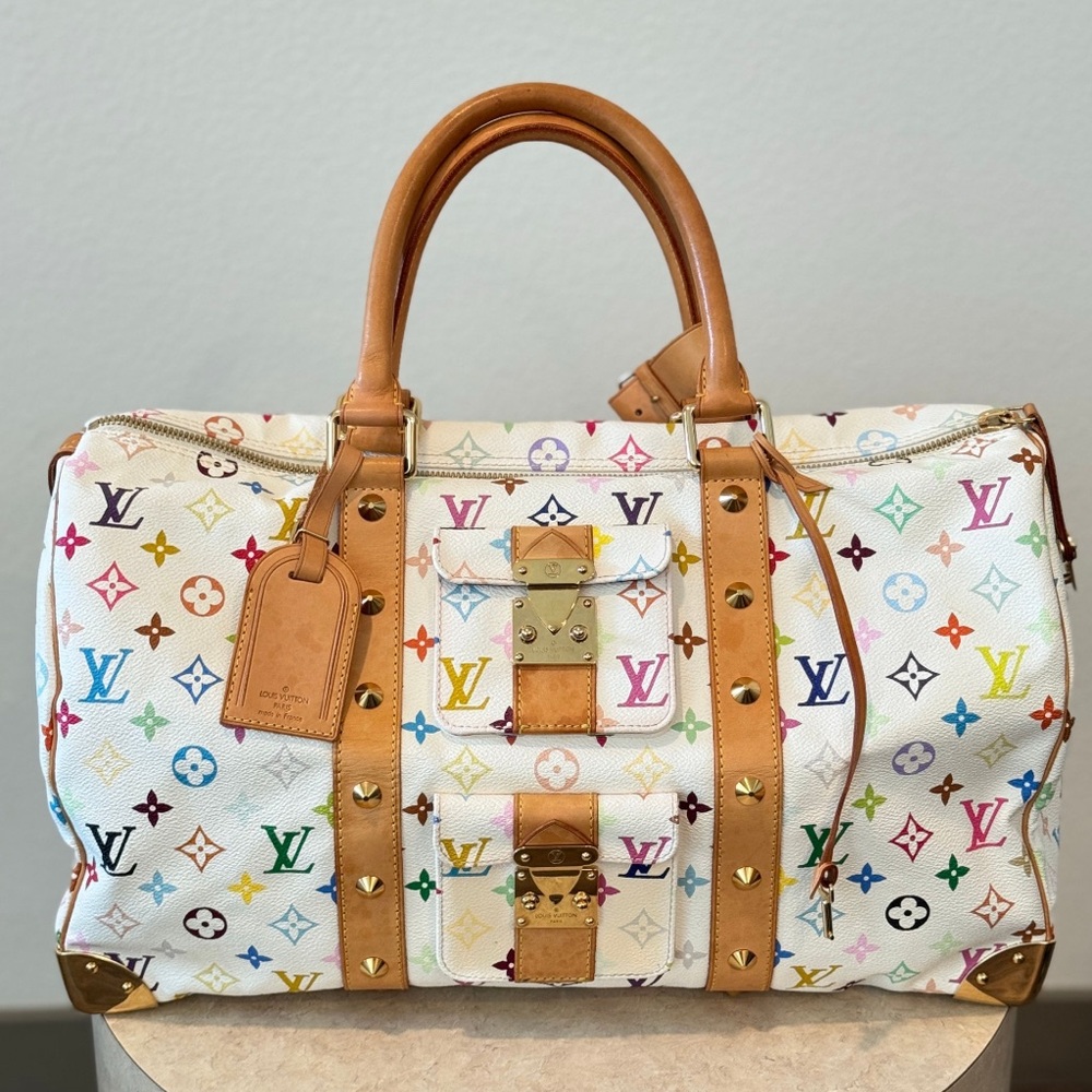 Louis Vuitton Murakami White Multicolor Monogram Keepall 45